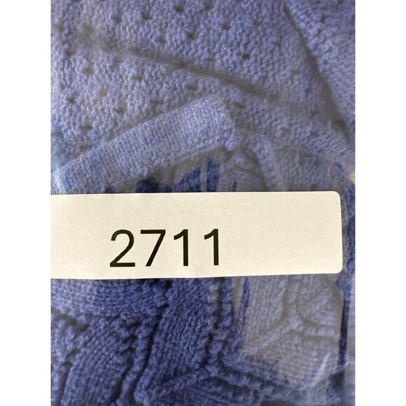 Design History Size L Cotton Blend Open Knit Cardigan Sweater Purple Blue - Picture 7 of 7